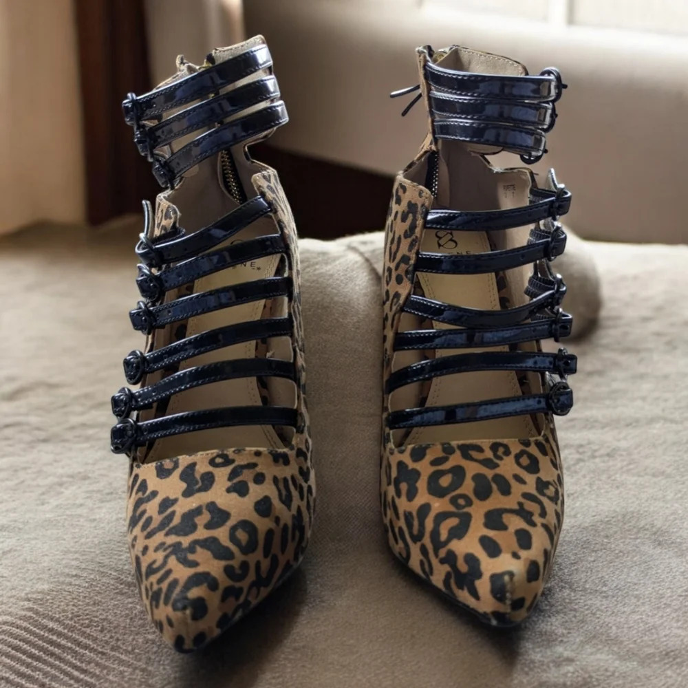 Scene Weaver Animal Print Heels Stilettos Straps 7
